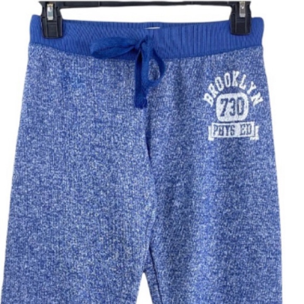 Derek Heart Cropped Joggers Blue “Brooklyn” Graphic Sweatpants Soft Crop Pants S - Picture 2 of 11